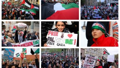 Photo of تظاهرات حاشدة حول العالم تنديداً بمجزرة رفح واستمرار عدوان الاحتلال على غزة